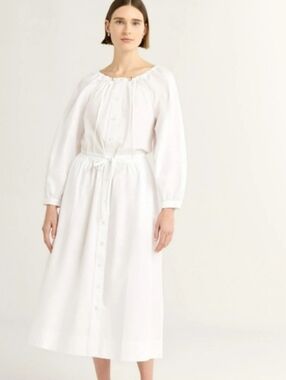 Free Assembly Women's Gathered Neck Cotton Maxi Dress with Long Sleeves M